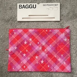 Baggu Go Pouch Star Plaid (Pink -Large only)